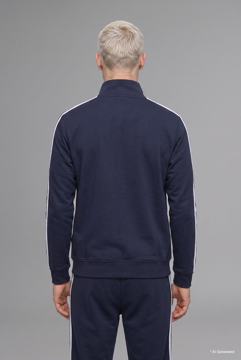 Erkek Lacivert Boxy Fit Dik Yaka Sweatshirt