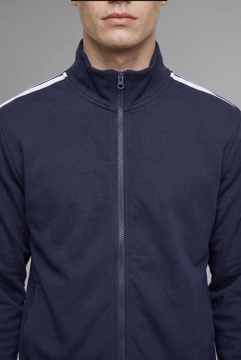 Erkek Lacivert Boxy Fit Dik Yaka Sweatshirt