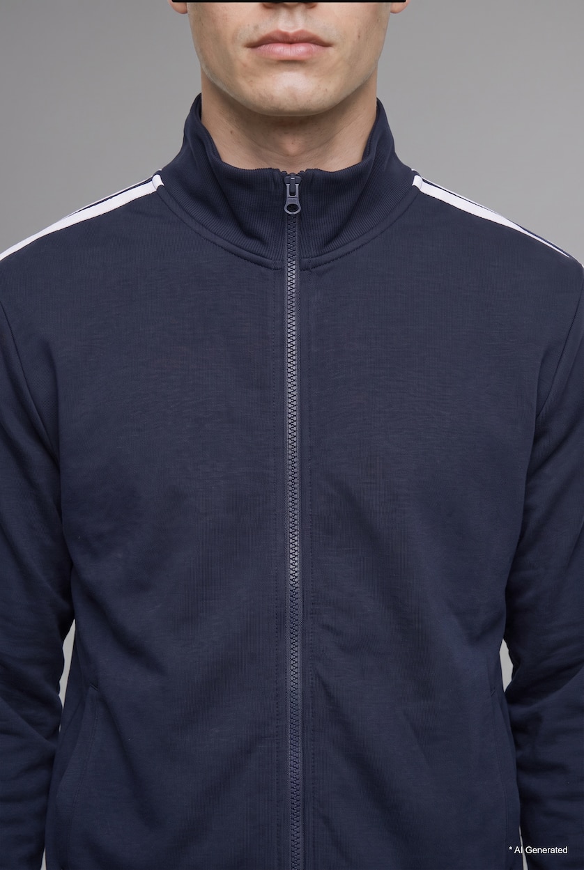 Erkek Lacivert Boxy Fit Dik Yaka Sweatshirt