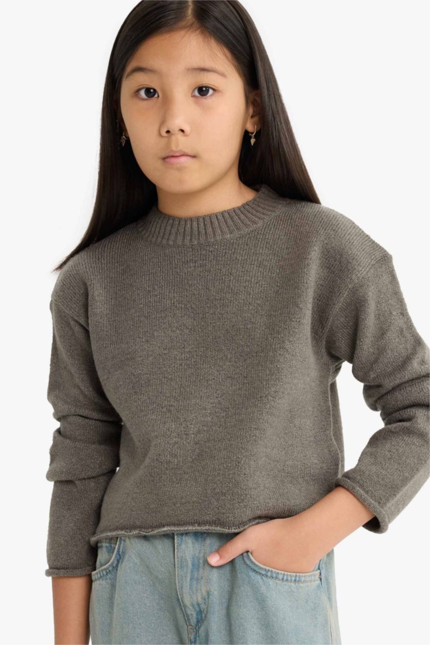 GIRLS & TEENS Grey Girl Standard Fit Crew Neck Pullover