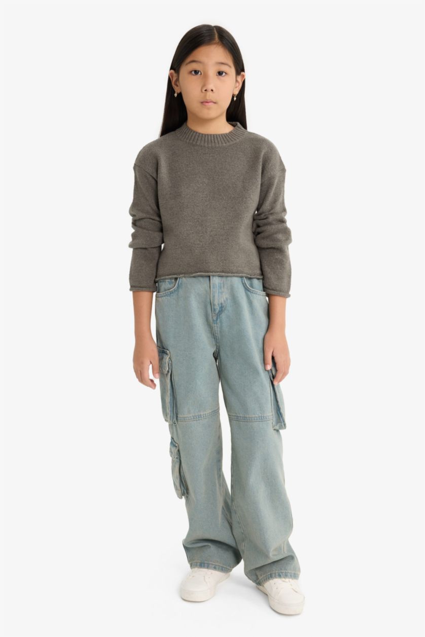 GIRLS & TEENS Grey Girl Standard Fit Crew Neck Pullover