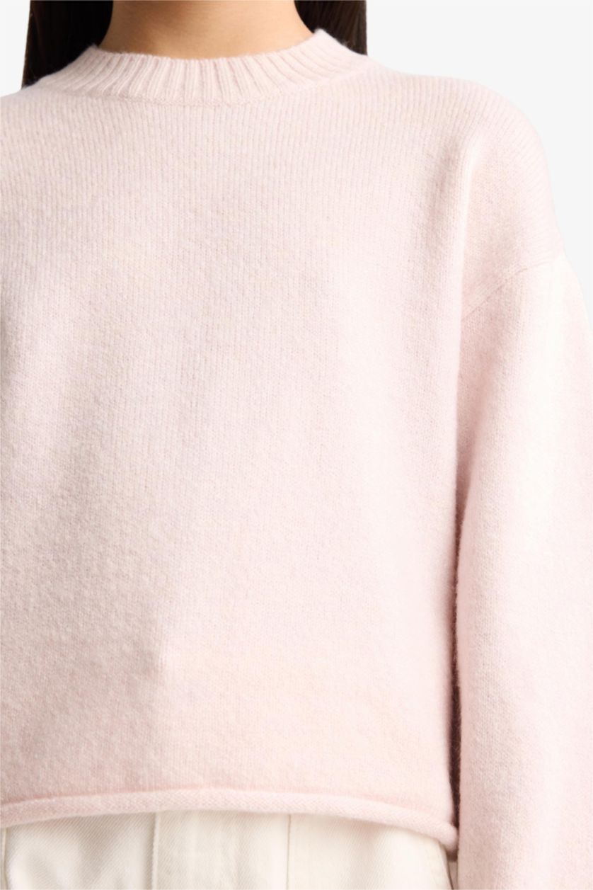 بناتي زهري فاتح بلوفر بناتي قصة عادية برقبة مستديرة