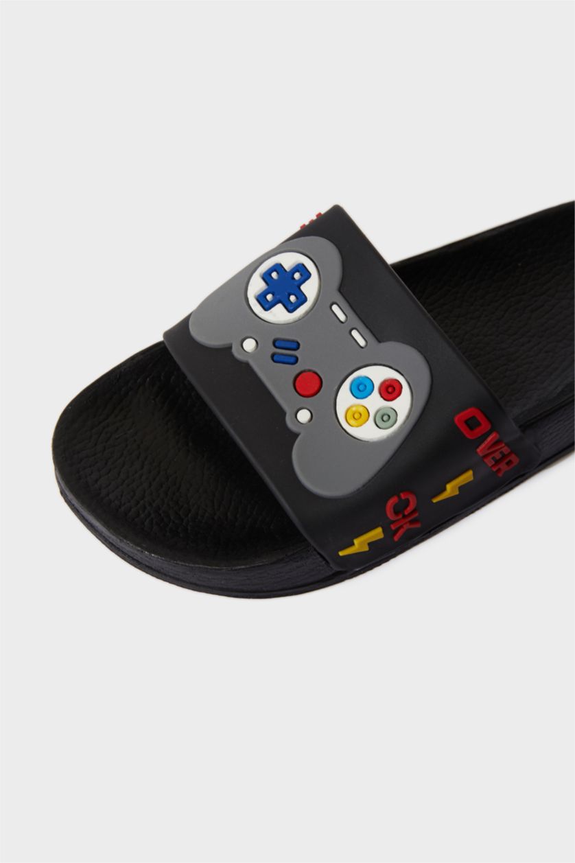 Erkek Çocuk - Genç Erkek Siyah Yüksek Taban Jean Terlik Erkek Çocuk