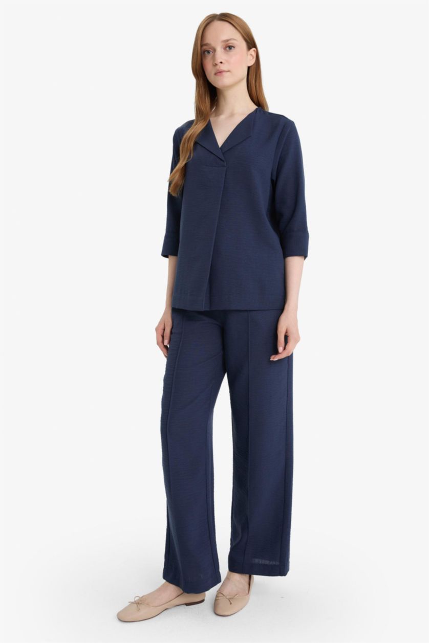 Женщины Синий Брюки аэробин с прямыми штанинами регулярной посадки