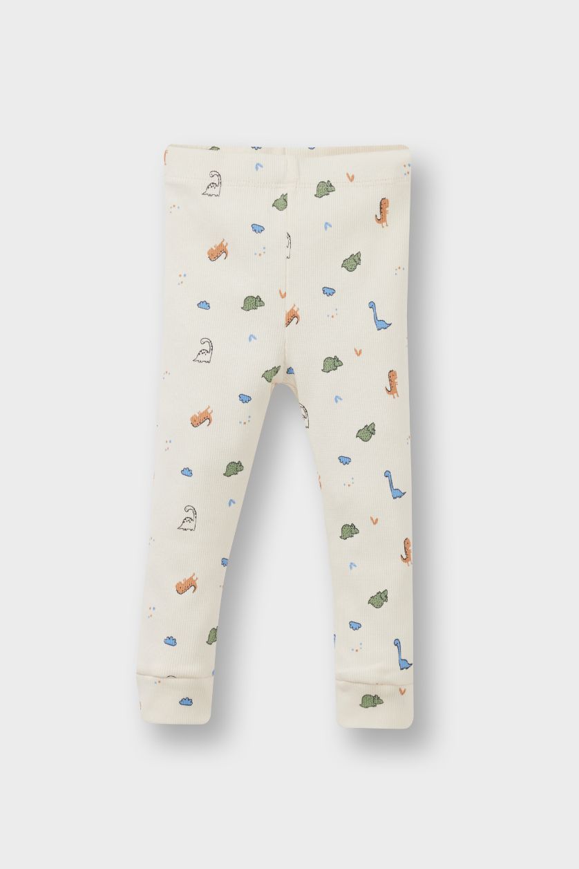 طفلة صغيرة بيج فاتح سيت بيبي ولادي اوفر وبنطلون مضلع بطبعة ديناصور - قطعتين