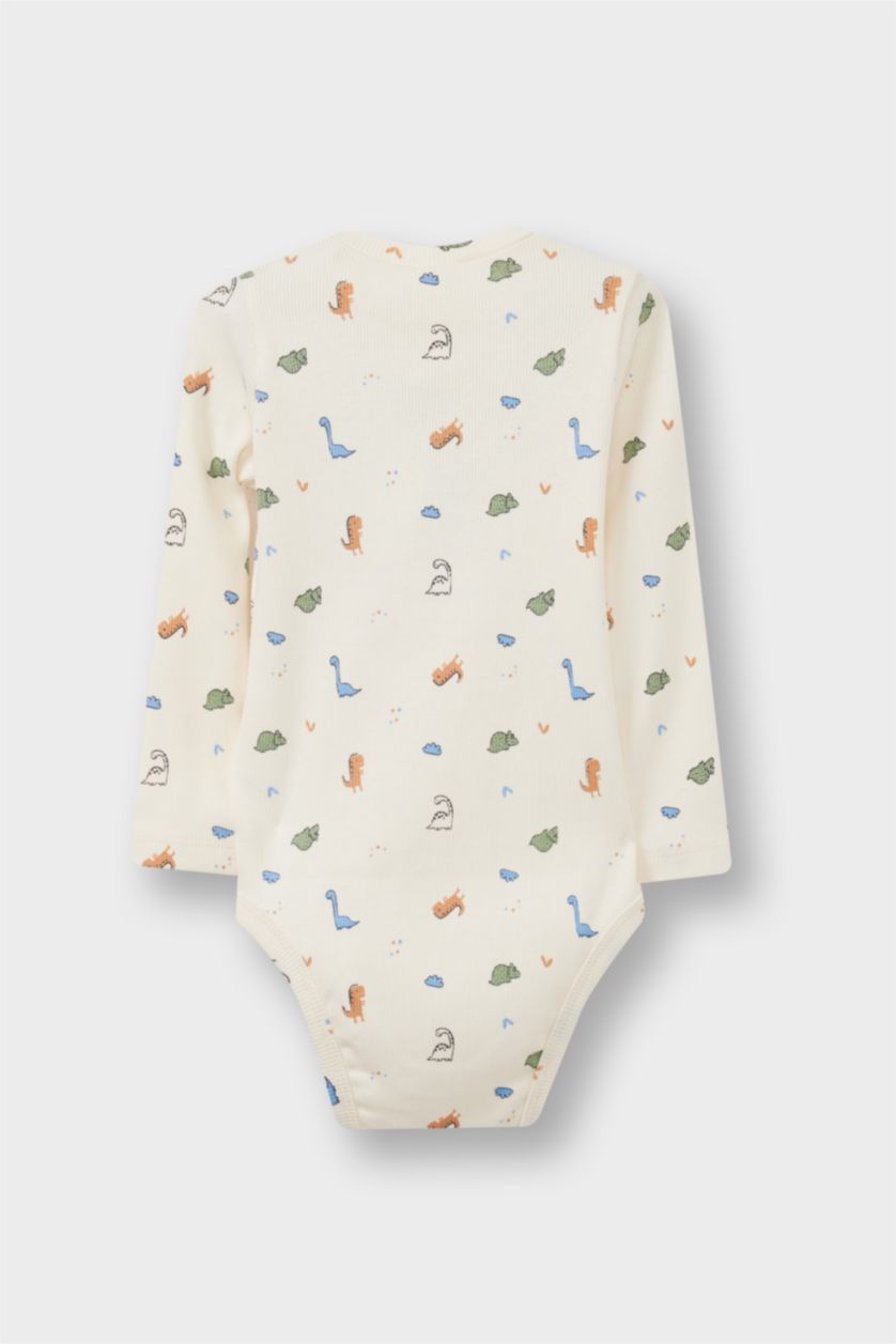 طفلة صغيرة بيج فاتح سيت بيبي ولادي اوفر وبنطلون مضلع بطبعة ديناصور - قطعتين