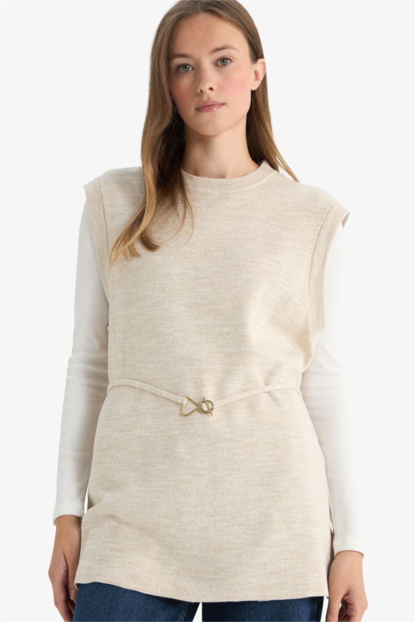WOMAN Ecru Crew Neck Vest