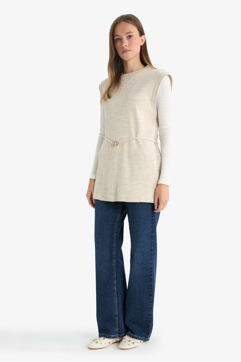 WOMAN Ecru Crew Neck Vest