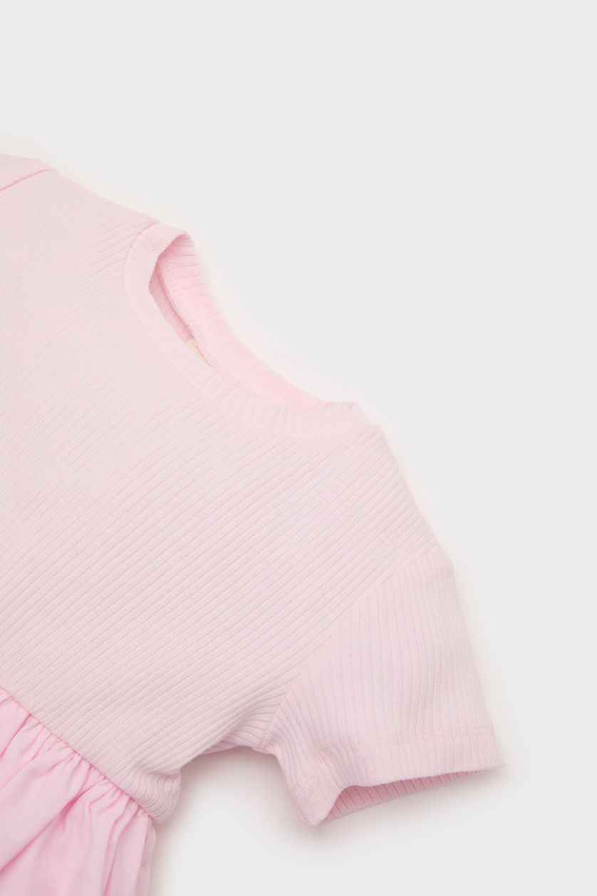 BABY GIRL Light Pink Baby Girl Short Sleeve Corduroy Camisole Dress