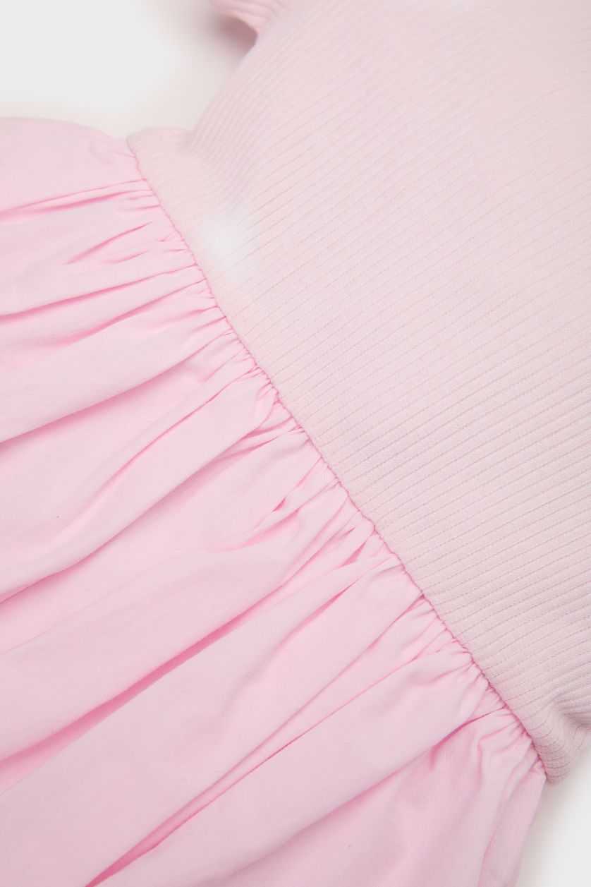 BABY GIRL Light Pink Baby Girl Short Sleeve Corduroy Camisole Dress