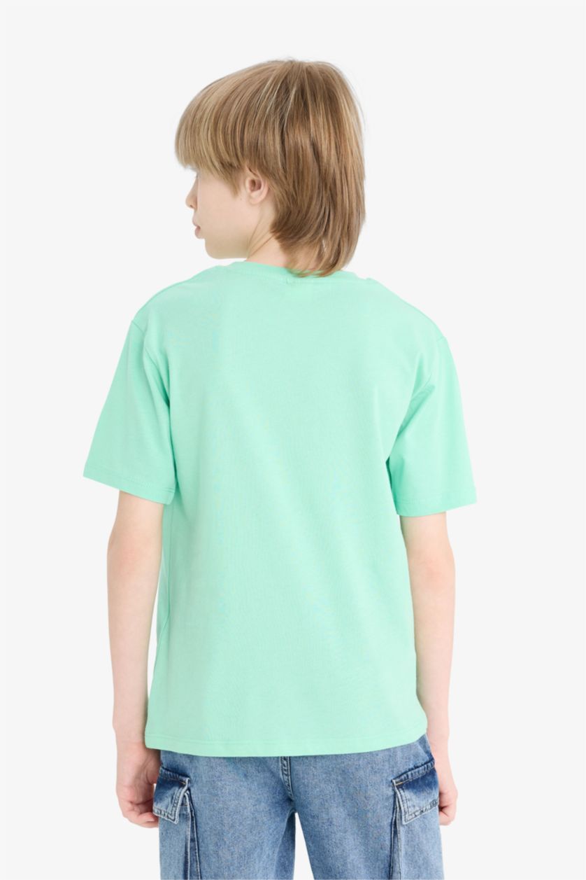 GARÇONS Bleu T-shirt imprimé à col rond et manches courtes pour garçon