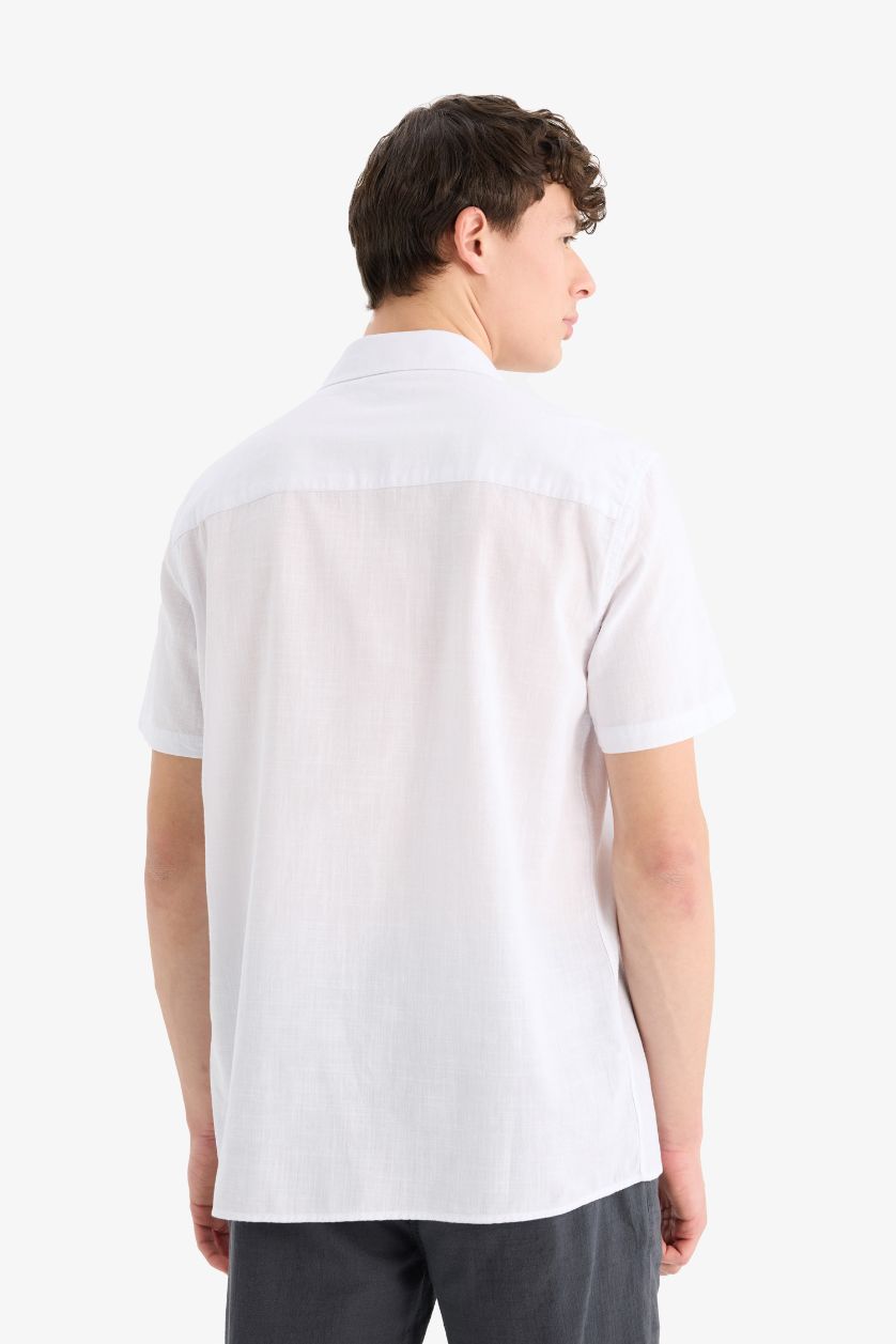 رجال أبيض Regular Fit Polo Collar Cotton Short Sleeve Shirt