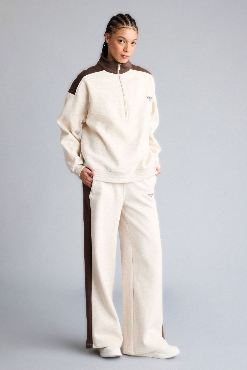 WOMAN Beige Melange Wide Leg Standard Length NBA Boston Celtics Sweatpants