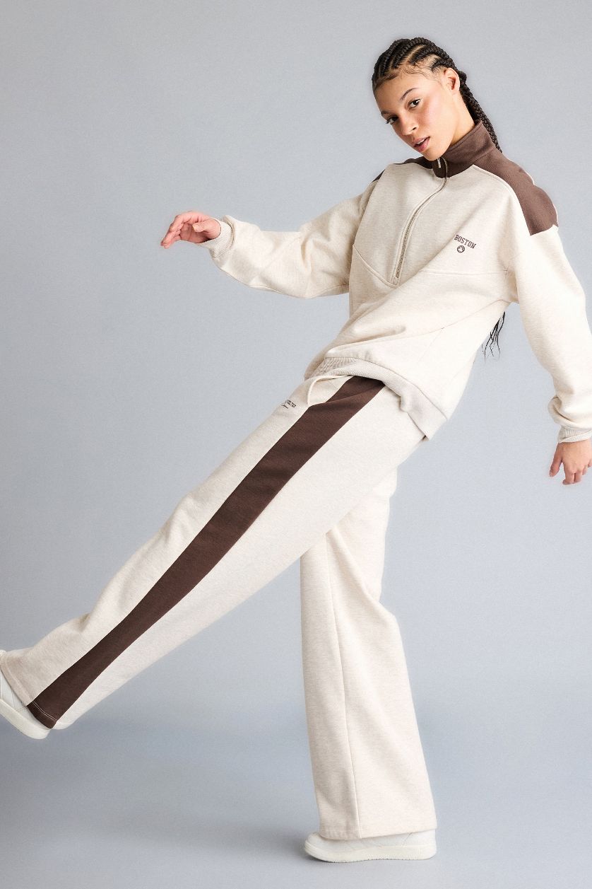 WOMAN Beige Melange Wide Leg Standard Length NBA Boston Celtics Sweatpants