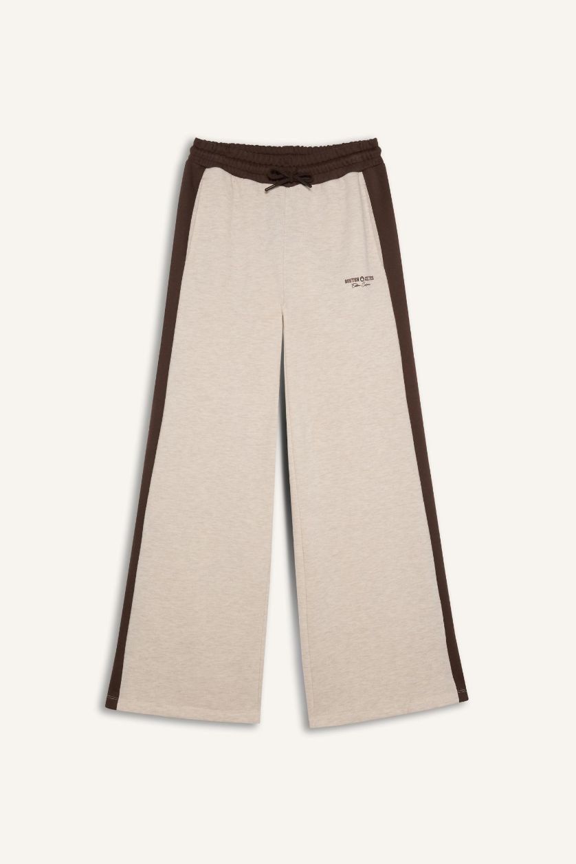 WOMAN Beige Melange Wide Leg Standard Length NBA Boston Celtics Sweatpants