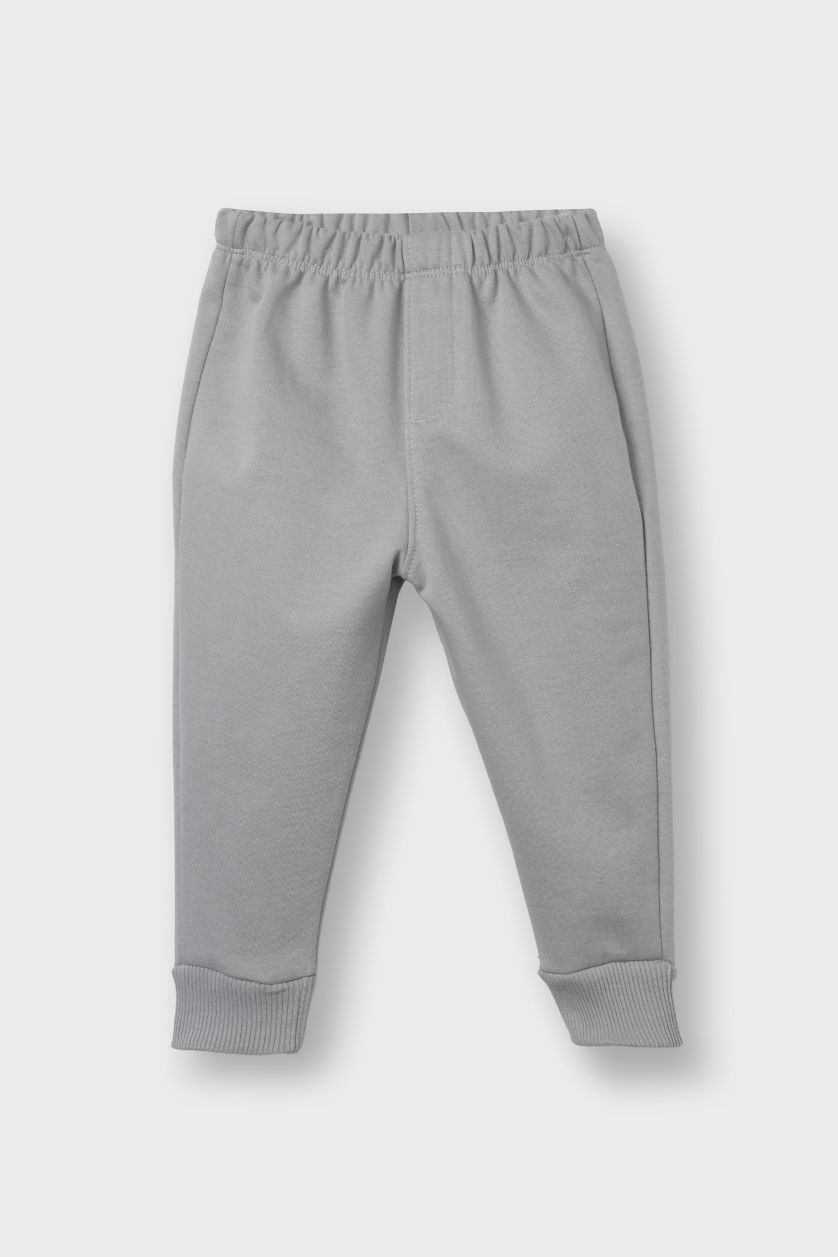 طفل صغير رمادي طقم بيبي اولادي سويت شيرت وبنطلون قصة عادية - قطعتين