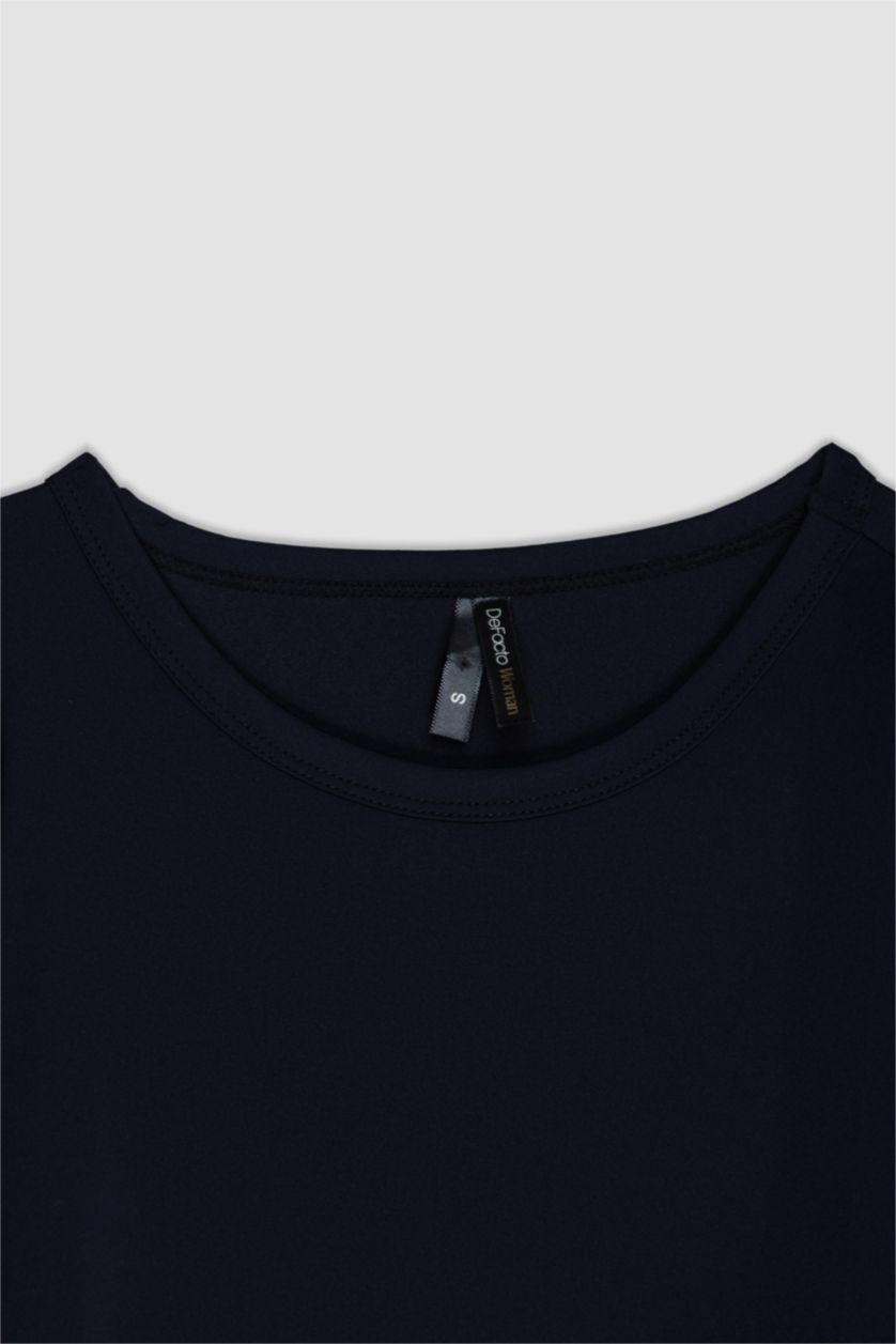 WOMAN Black Slim Fit Crew Neck Basic Long Sleeve T-Shirt