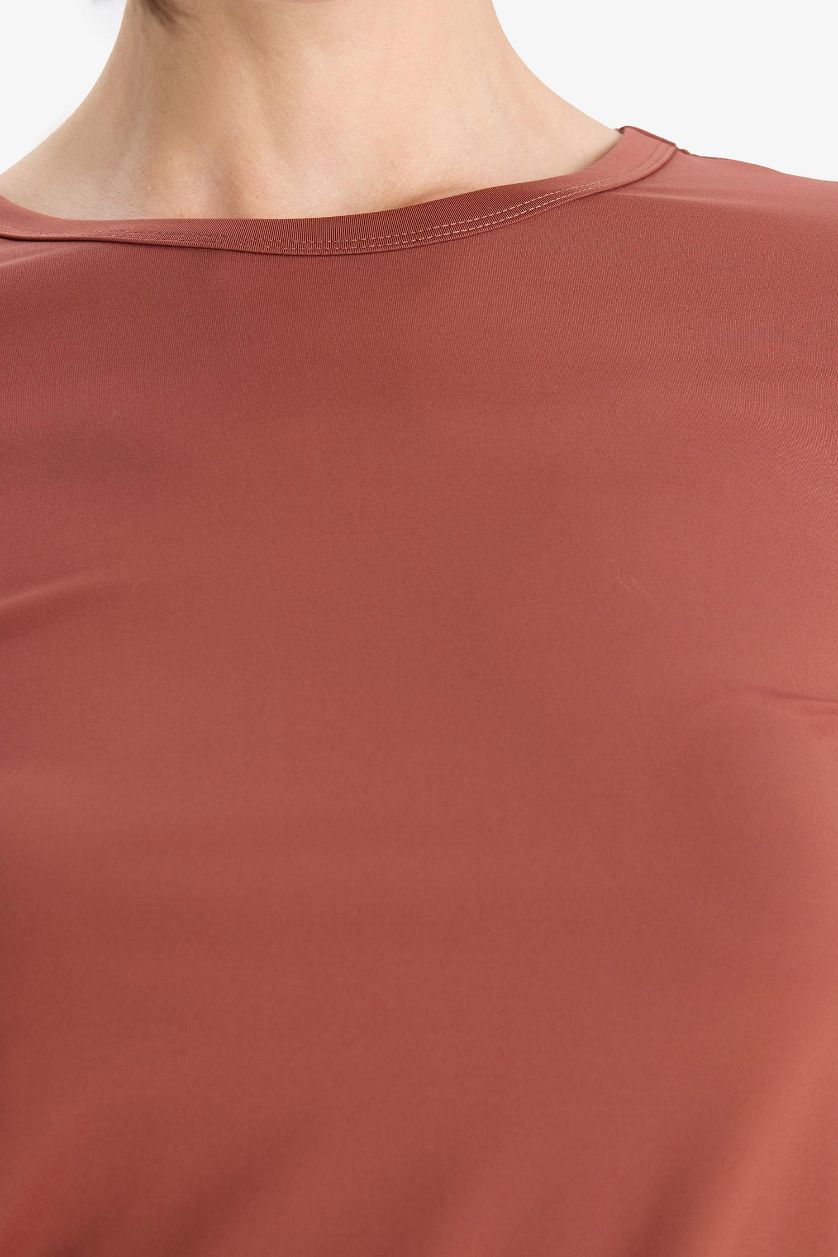 WOMAN Bordeaux Slim Fit Crew Neck Basic T-Shirt