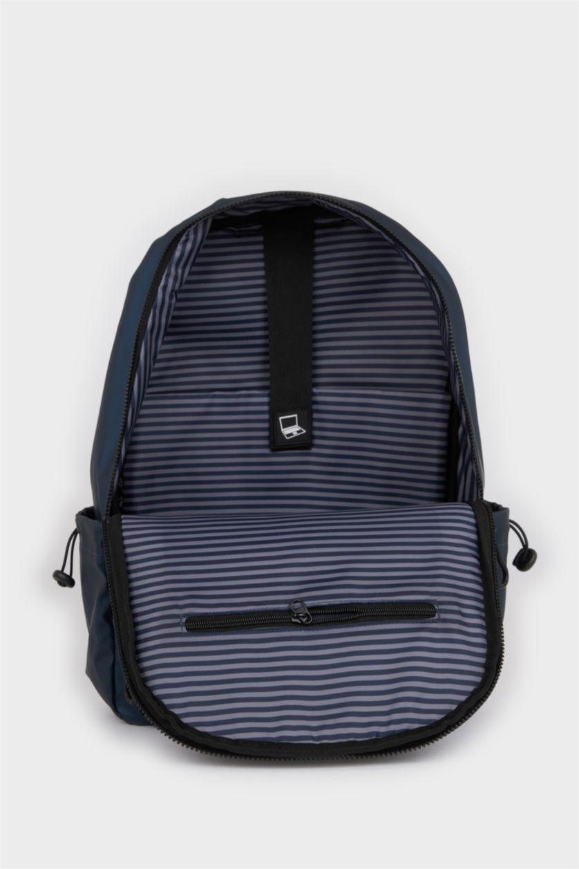 Men NAVY Faux Leather Backpack