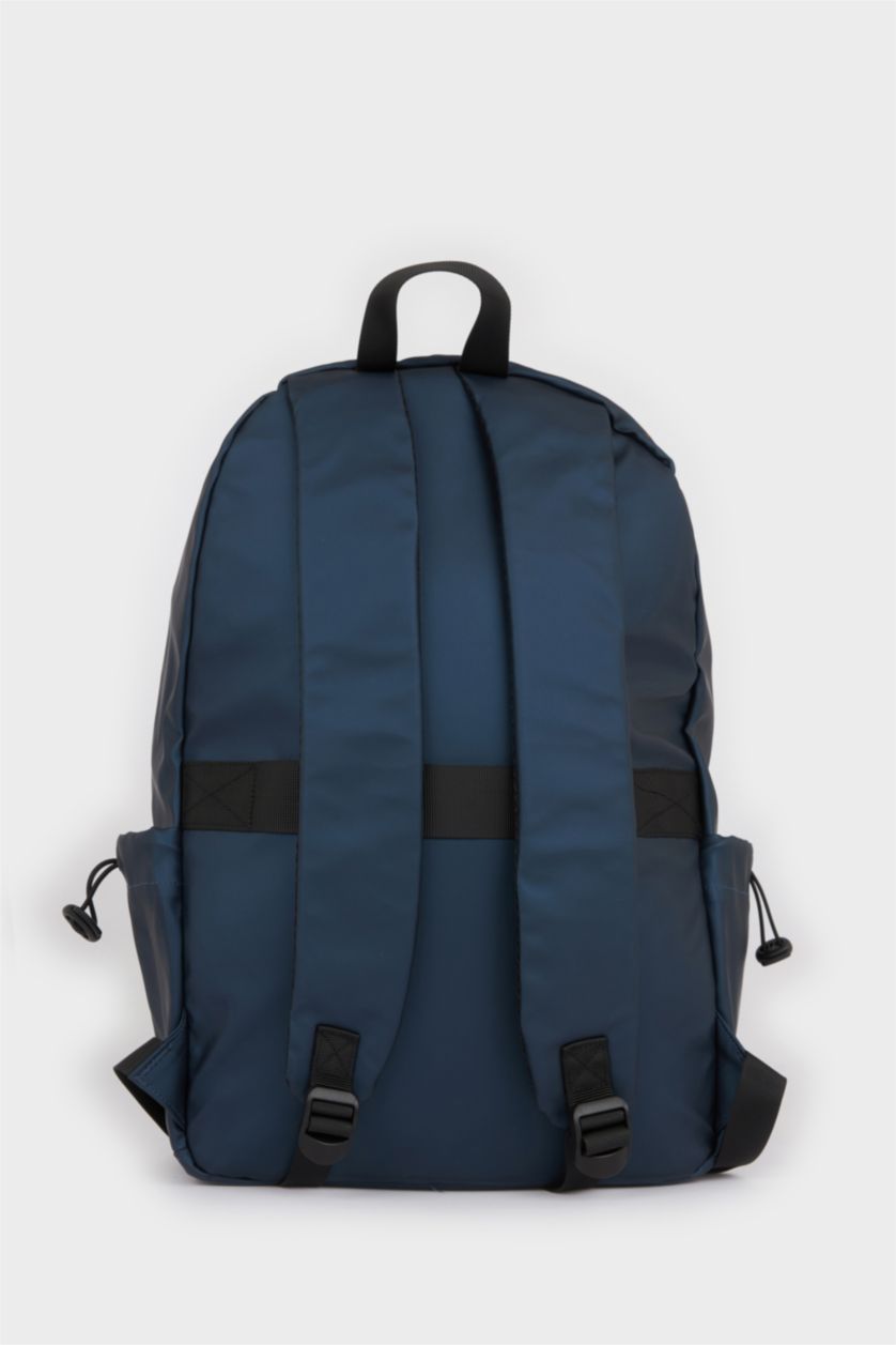 Men NAVY Faux Leather Backpack
