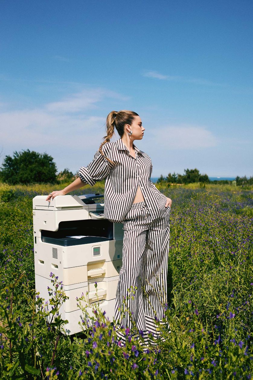 Woman Brown Wide Leg Double Pocket High Waist Trousers