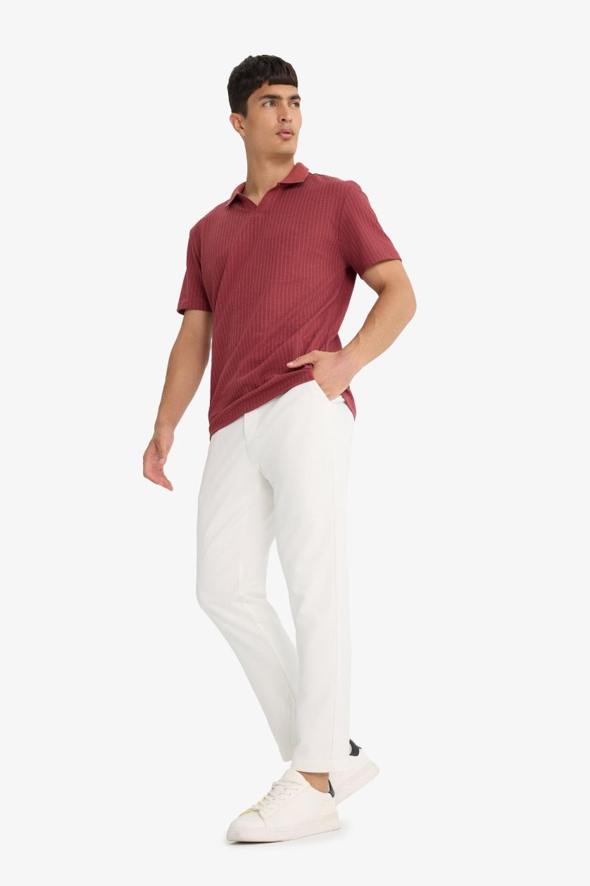 Man Ecru Double Hem Trousers