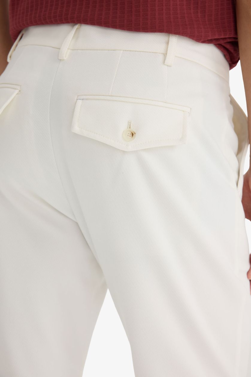 Man Ecru Double Hem Trousers