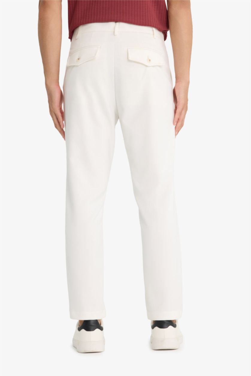 Man Ecru Double Hem Trousers