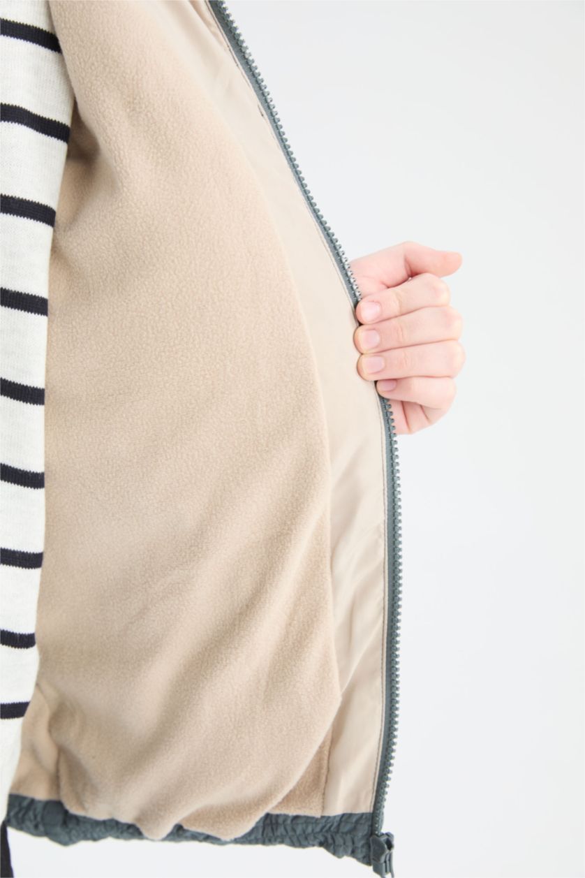 Boys & Teens Grey Boy Waterproof Hooded Fleece Lined Puffer Vest