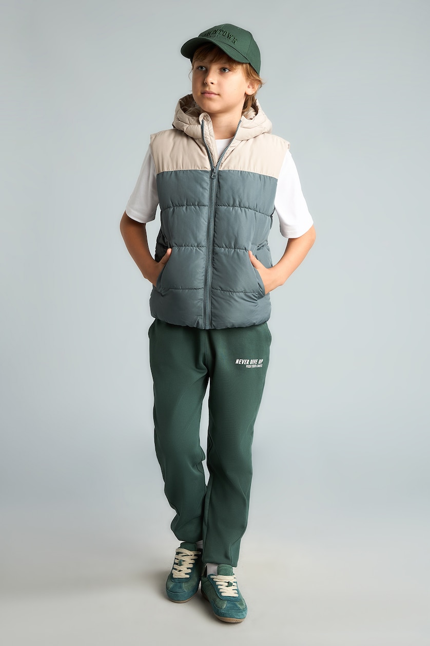 Boys & Teens Grey Boy Waterproof Hooded Fleece Lined Vest Boys