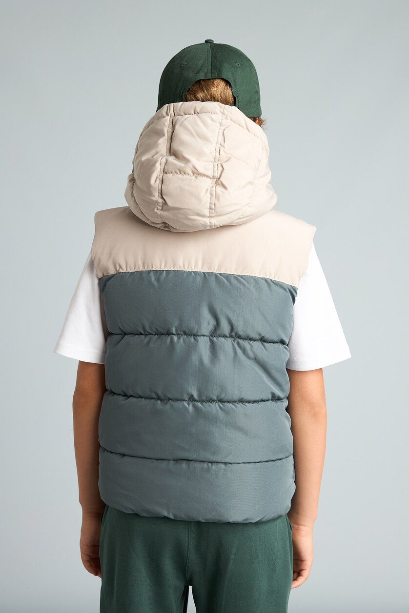 Boys & Teens Grey Boy Waterproof Hooded Fleece Lined Vest Boys