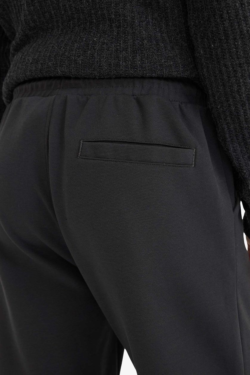 Erkek Koyu Antrasit Regular Fit Beli Bağcıklı Düz Paça Eşofman Altı