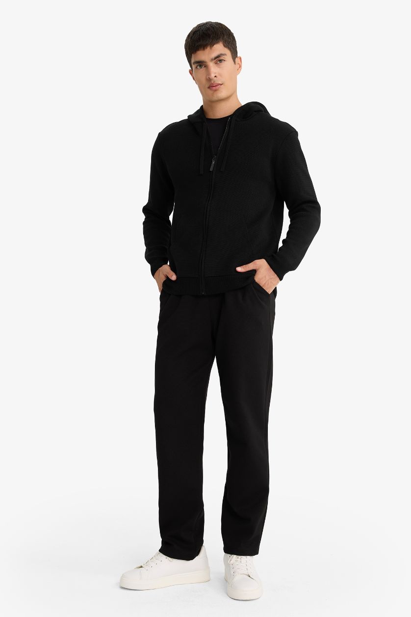 Man Black Regular Fit Trousers