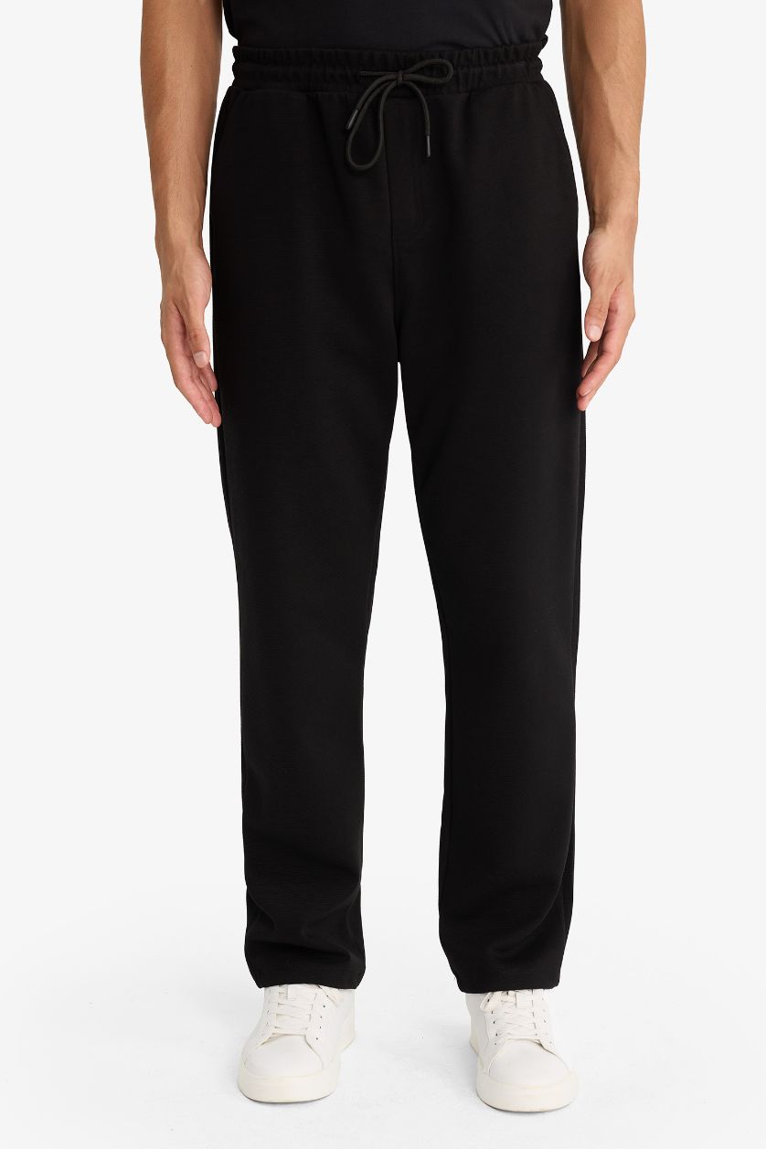 Man Black Regular Fit Trousers