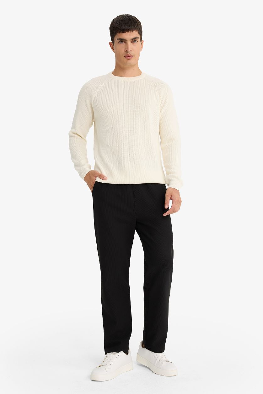 Man Black Regular Fit Tie Waist Sweatpants