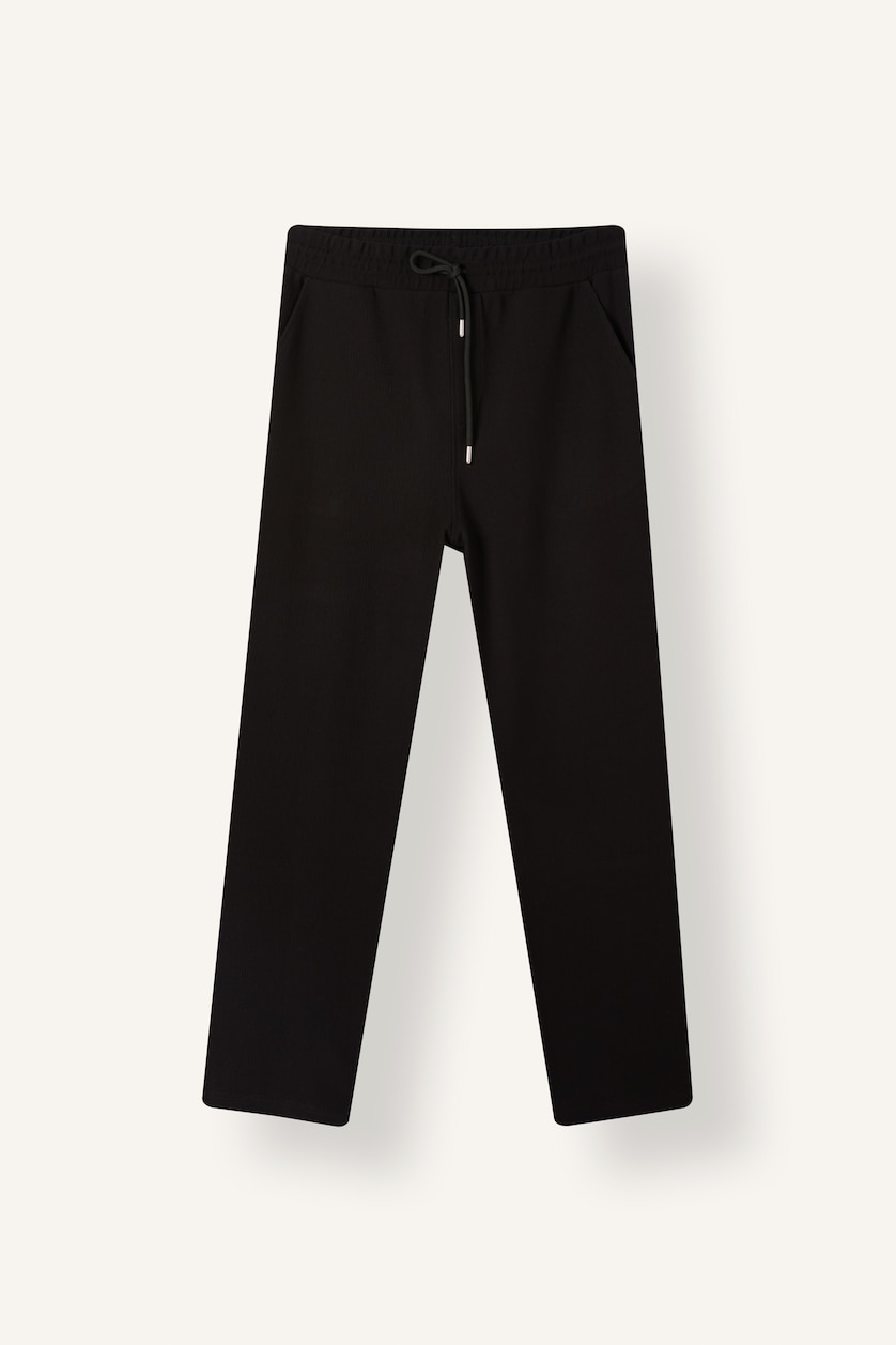 Man Black Regular Fit Straight Leg Sweatpants