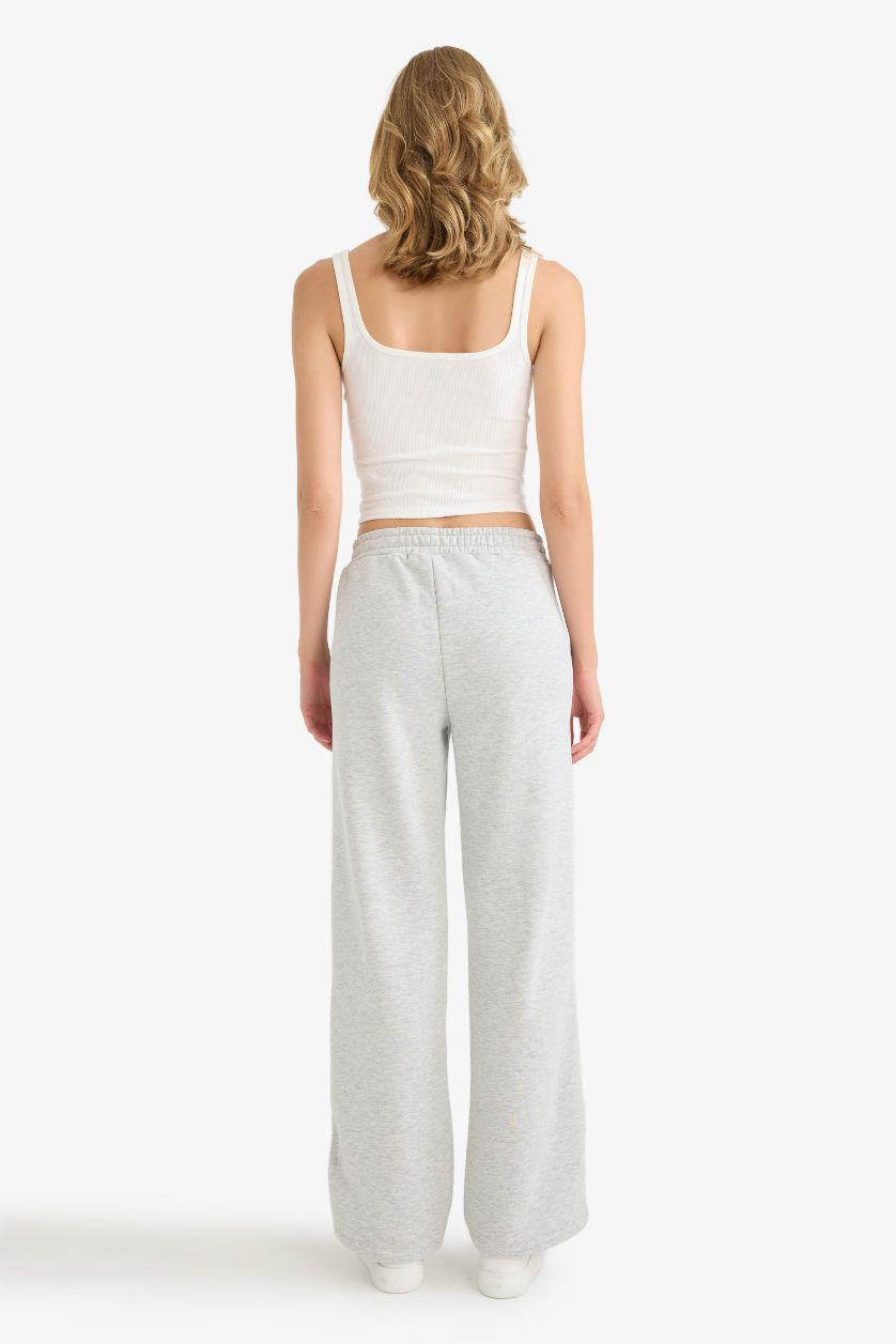 نساء ميلانج رمادي بنطرون بجامة رياضي ثقيل قصة مستقيمة بجيب