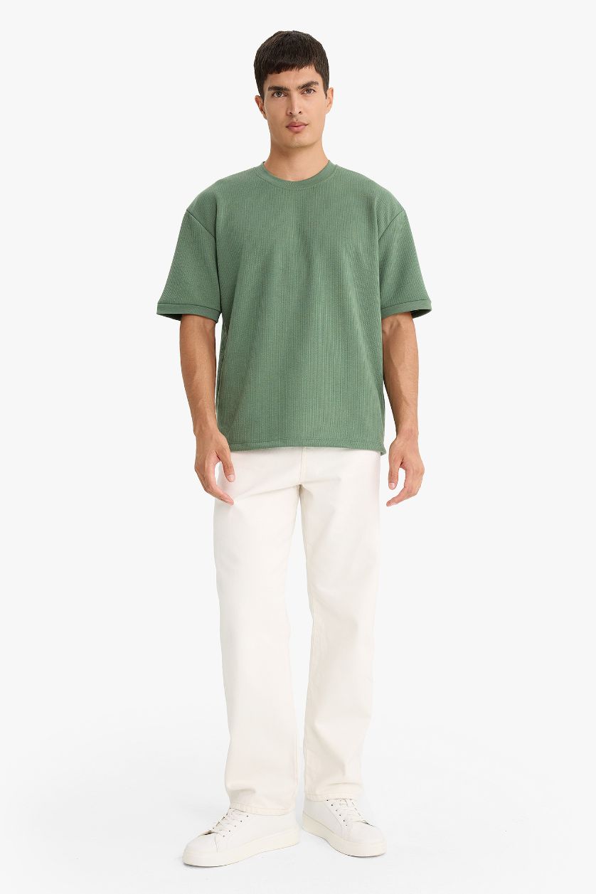 MAN Light Khaki Oversize Fit Crew Neck Short Sleeve T-Shirt