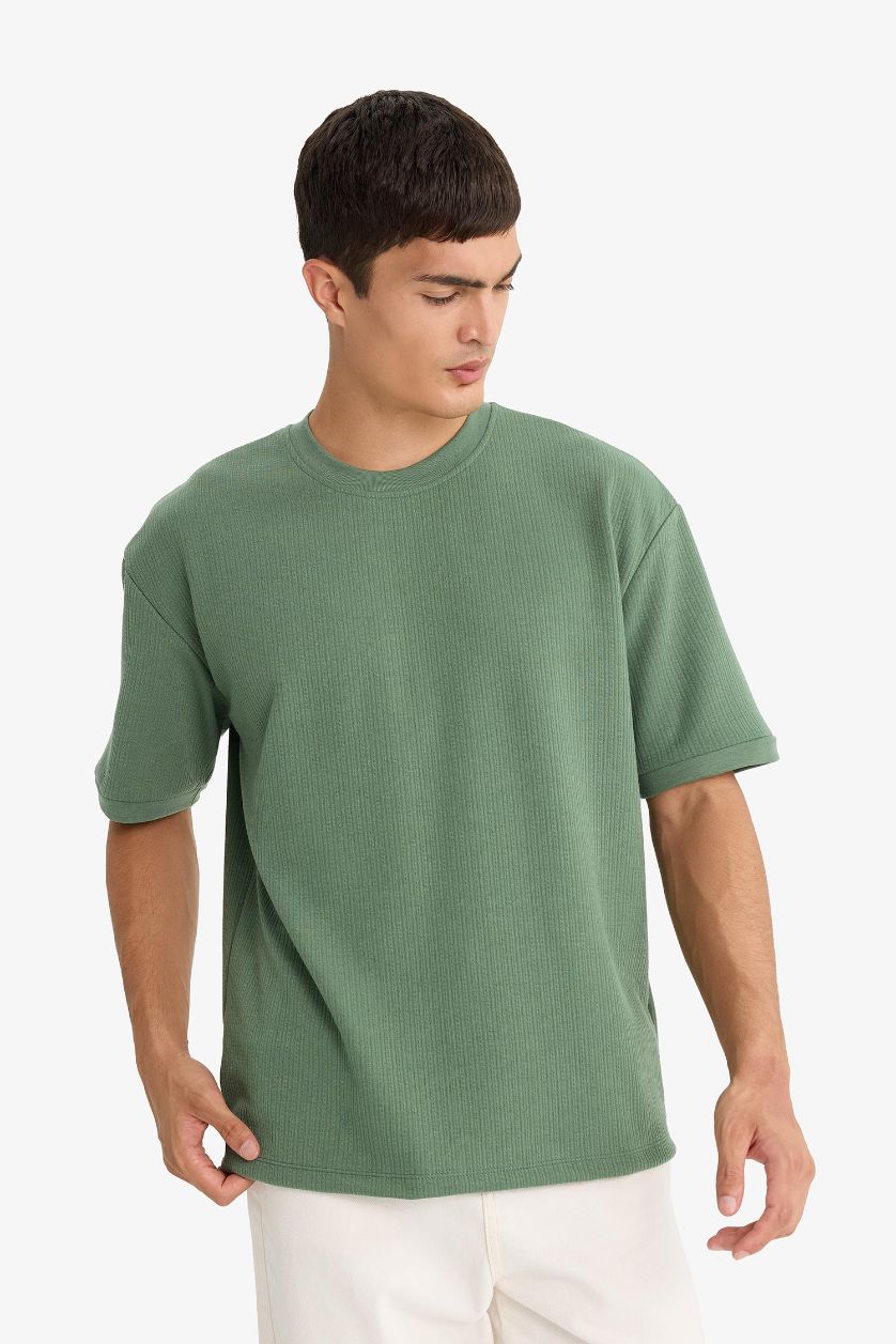 MAN Light Khaki Oversize Fit Crew Neck Short Sleeve T-Shirt