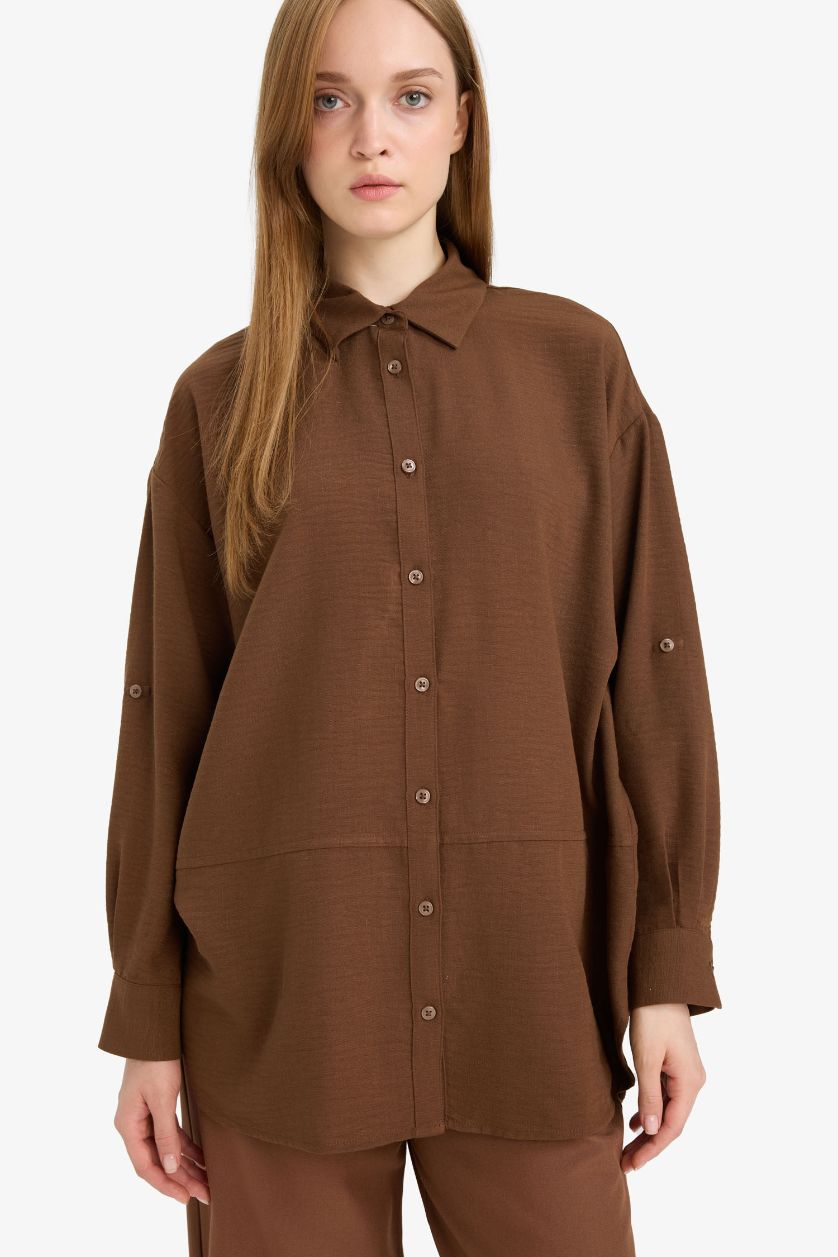 WOMAN Light Brown Relax Fit Long Sleeve Tunic