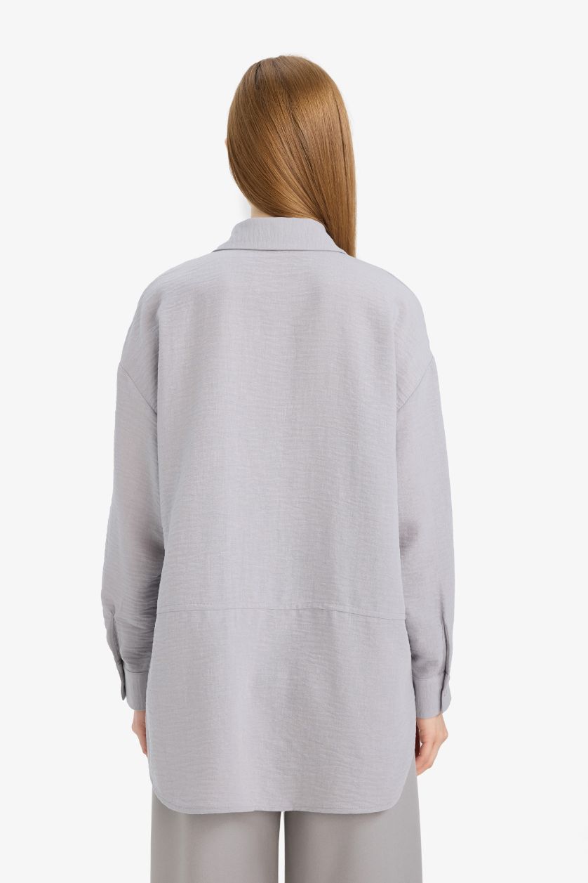 Woman Grey Relax Fit Long Sleeve Tunic