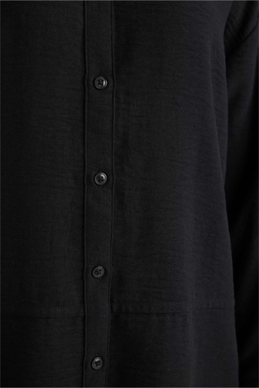 نساء أسود تونيكة كم طويل قصة مريحة