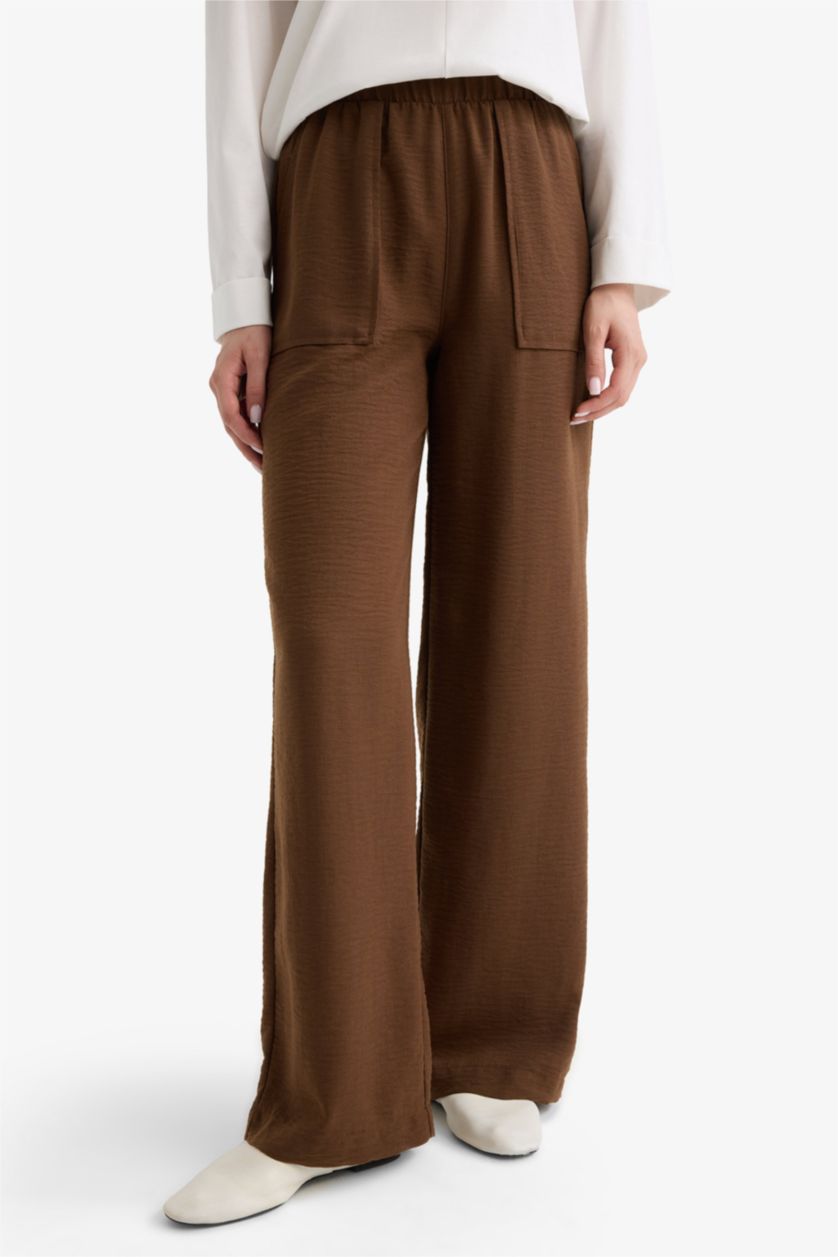 WOMAN Light Brown Wide Leg Trousers