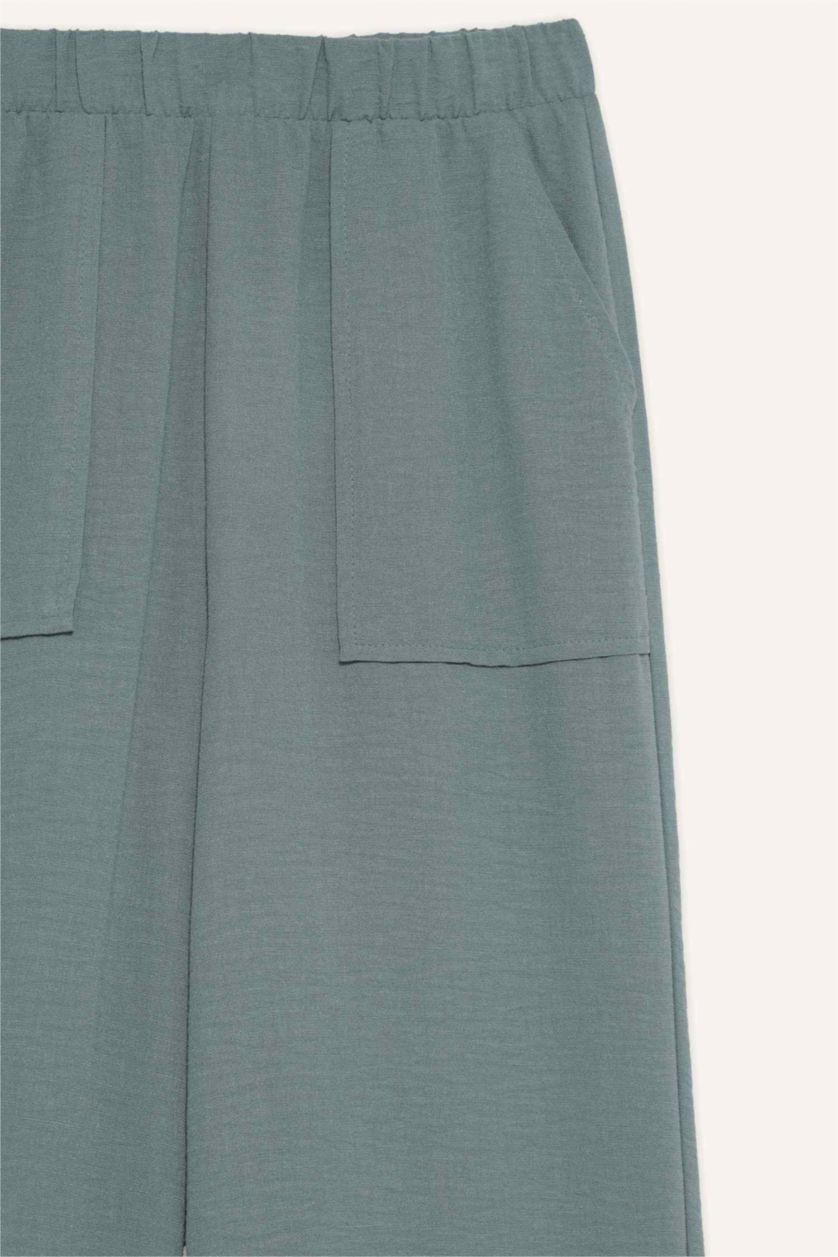 نساء أخضر بنطرون وايد ليج برجل واسع