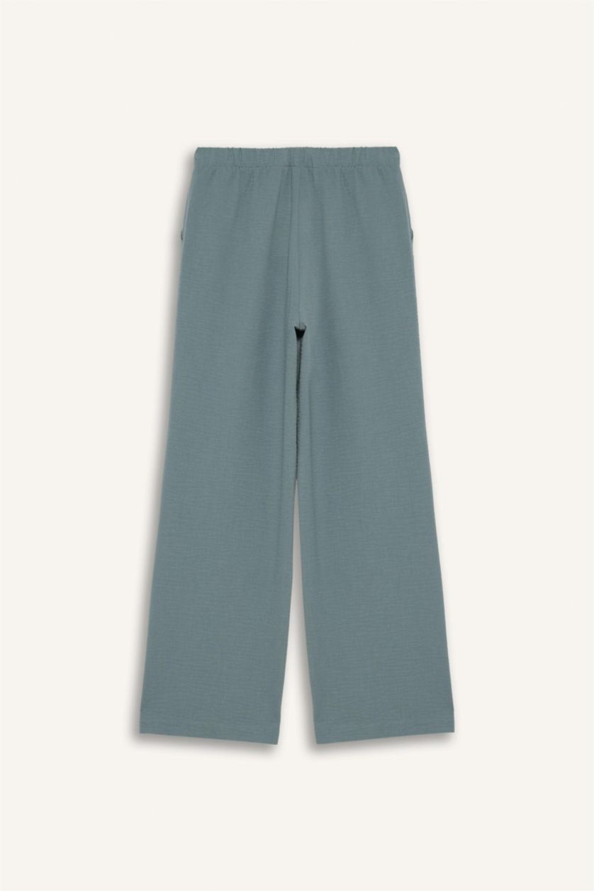 نساء أخضر بنطرون وايد ليج برجل واسع