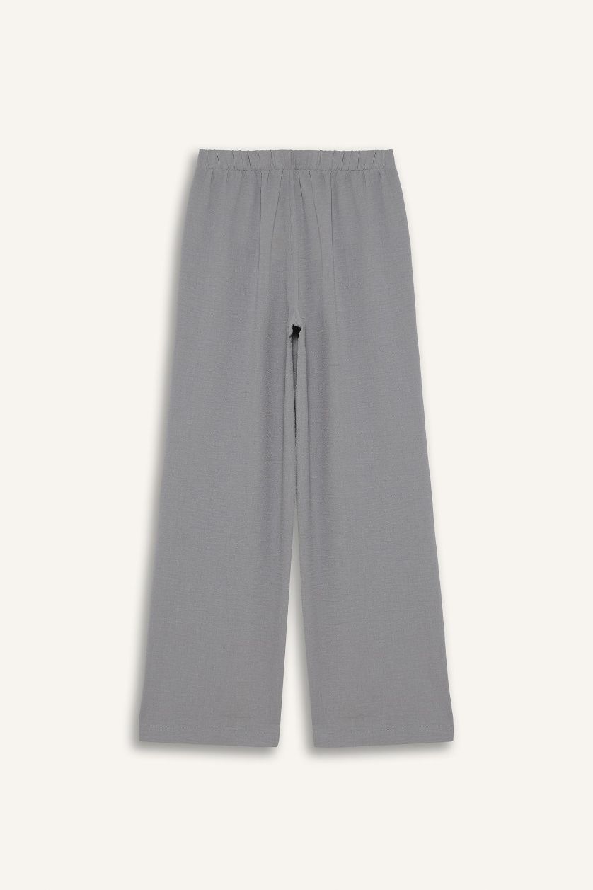 FEMME Gris Pantalon large à poches et tailles élastique
