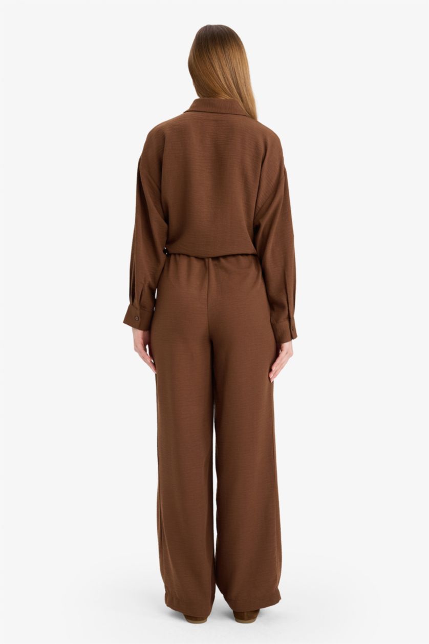 FEMME Marron Pantalon à jambes larges