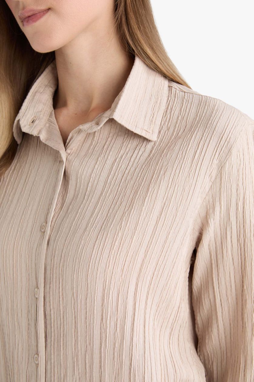 حريمي اللون الحجري تونيك كم طويل قصة مريحة