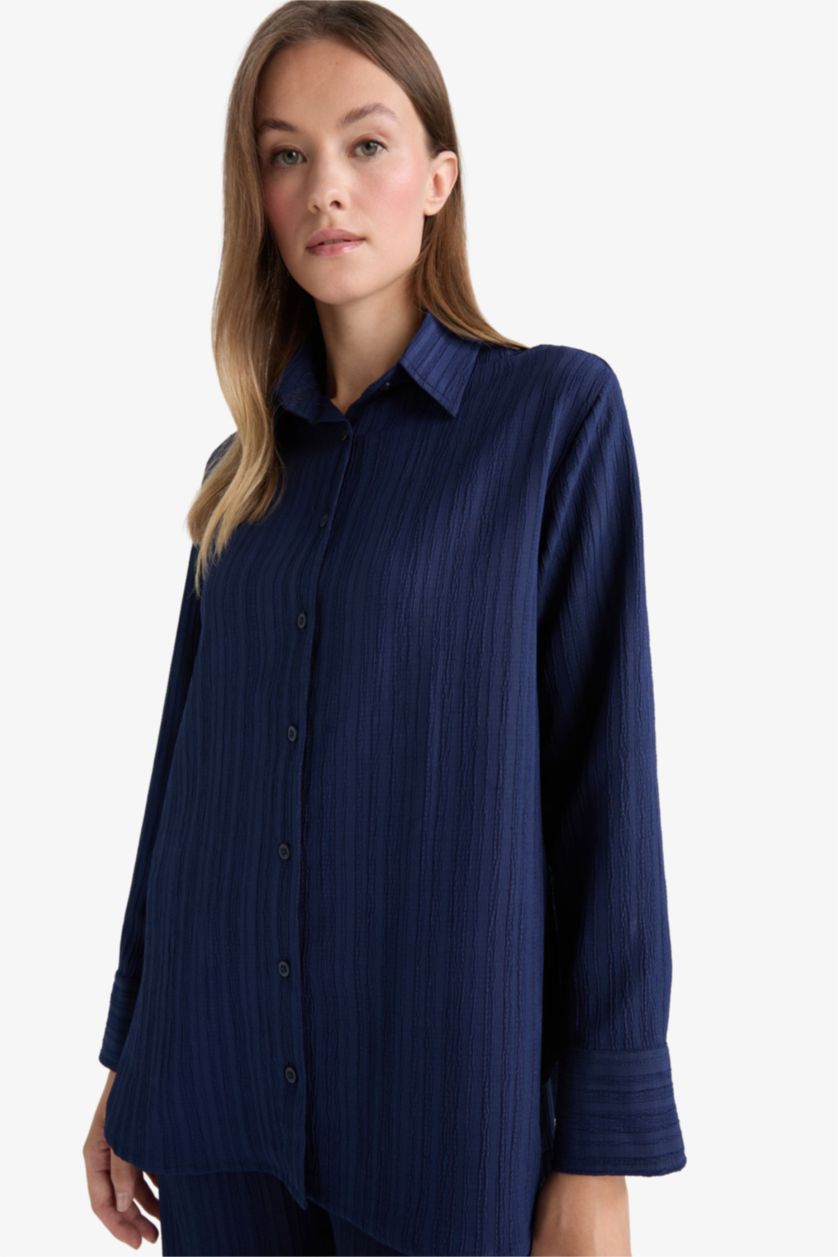 WOMAN NAVY Relax Fit Long Sleeve Tunic