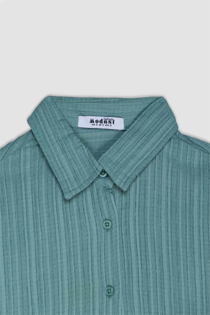 حريمي فيروزي تونيك كم طويل قصة مريحة فيروزي